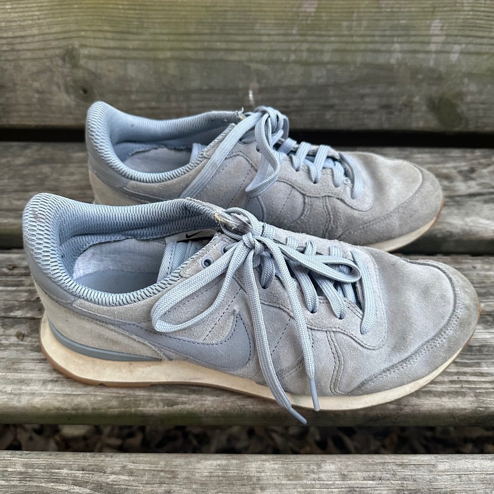 Nike Internationalist Women Glacier Grey Blue Suede Sneakers 872922-003 Size 8.5